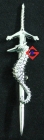 KILT PIN SCOTTISH CELTIC SEA HORSE STYLE CREST CHROME FASHION KILT WEAR WEDDING