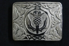 NEW SCOTTISH BELT BUCKLE CHROME CREST THISTLE BORDER FASHION EVENT WEDDING